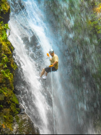 Man Rappelling Down Waterfall Horseback Rapelling Tour Rancho Tropical Matapalo Jpg
 - Costa Rica