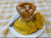 sea bass ceviche with patacones at perla del sur restaurant 
 - Costa Rica