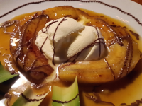 banana flambe drizzled chocolate 
 - Costa Rica