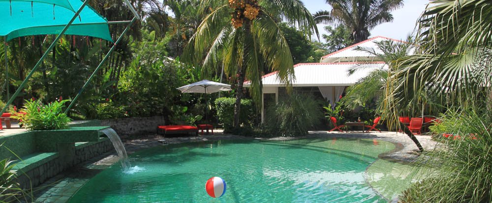 pool with waterfall and ball
 - Costa Rica