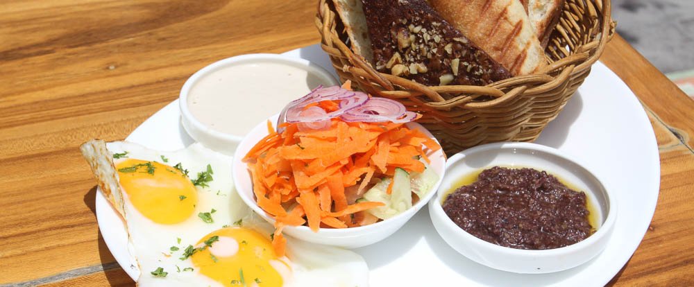 tlv breakfast two eggs salad tahini foccaccia and brownie
 - Costa Rica