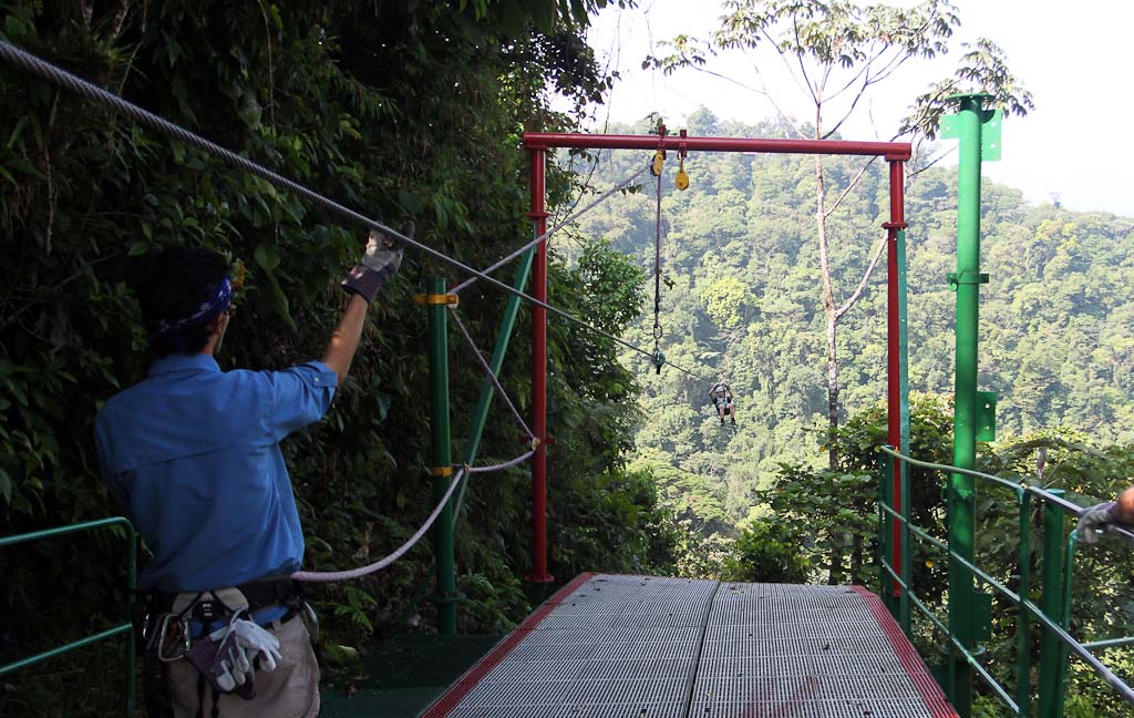 skytrek waiting to catch 
 - Costa Rica