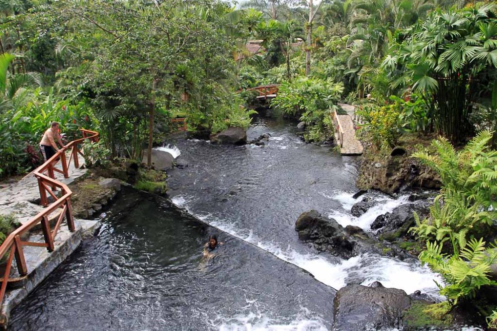 view from above tabacon cascading river 
 - Costa Rica