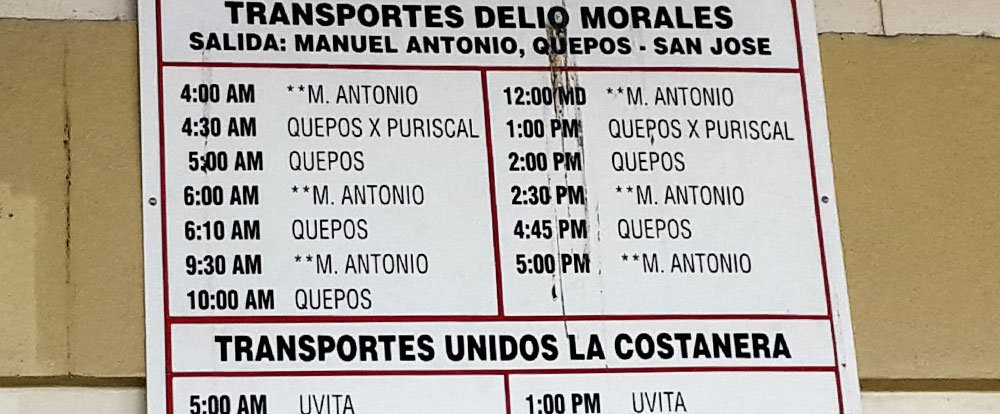 manuel antonio bus schedule
 - Costa Rica