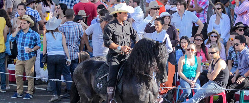 costa rican cowboy on black horse tope 
 - Costa Rica