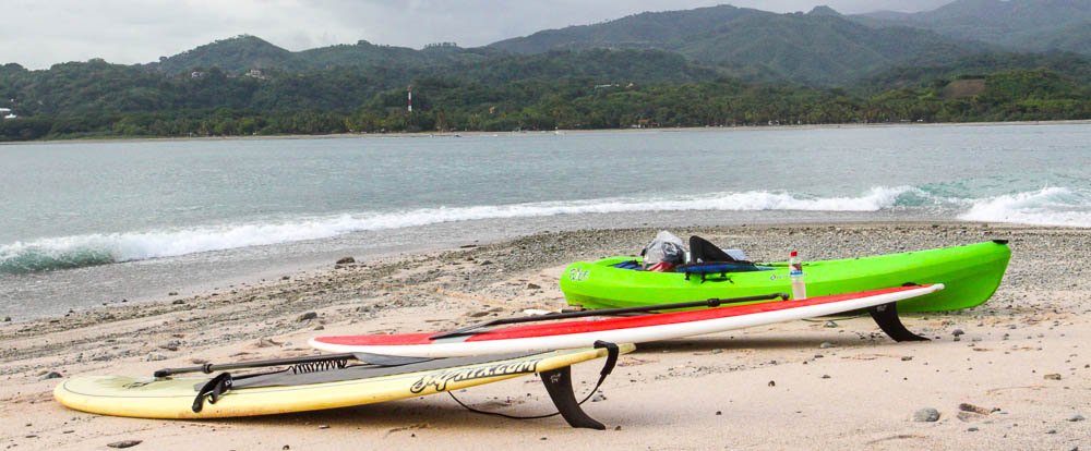 parked kayaks sup chora island
 - Costa Rica