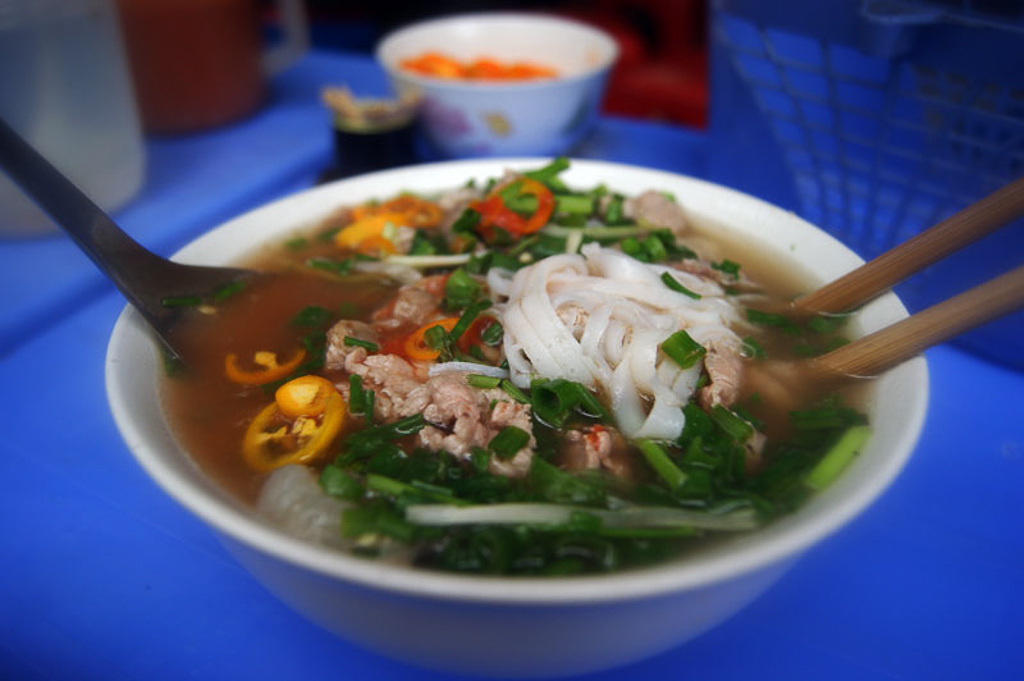 eating cheap pho 
 - Costa Rica