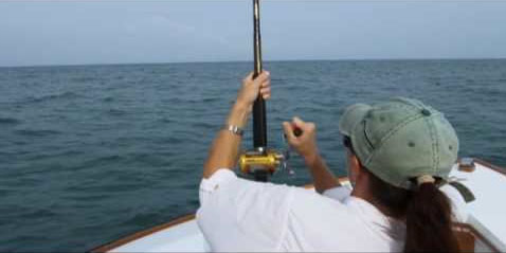 reeling in huge tarpon
 - Costa Rica