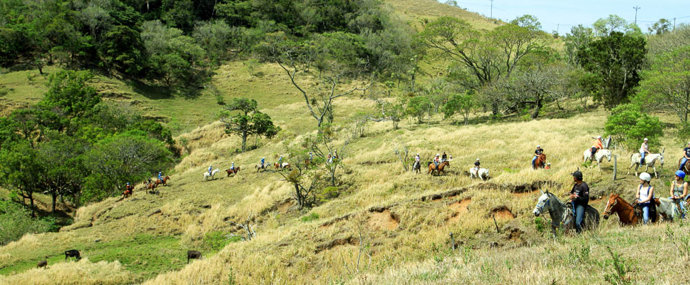The group of 28 riders wind through the hills
