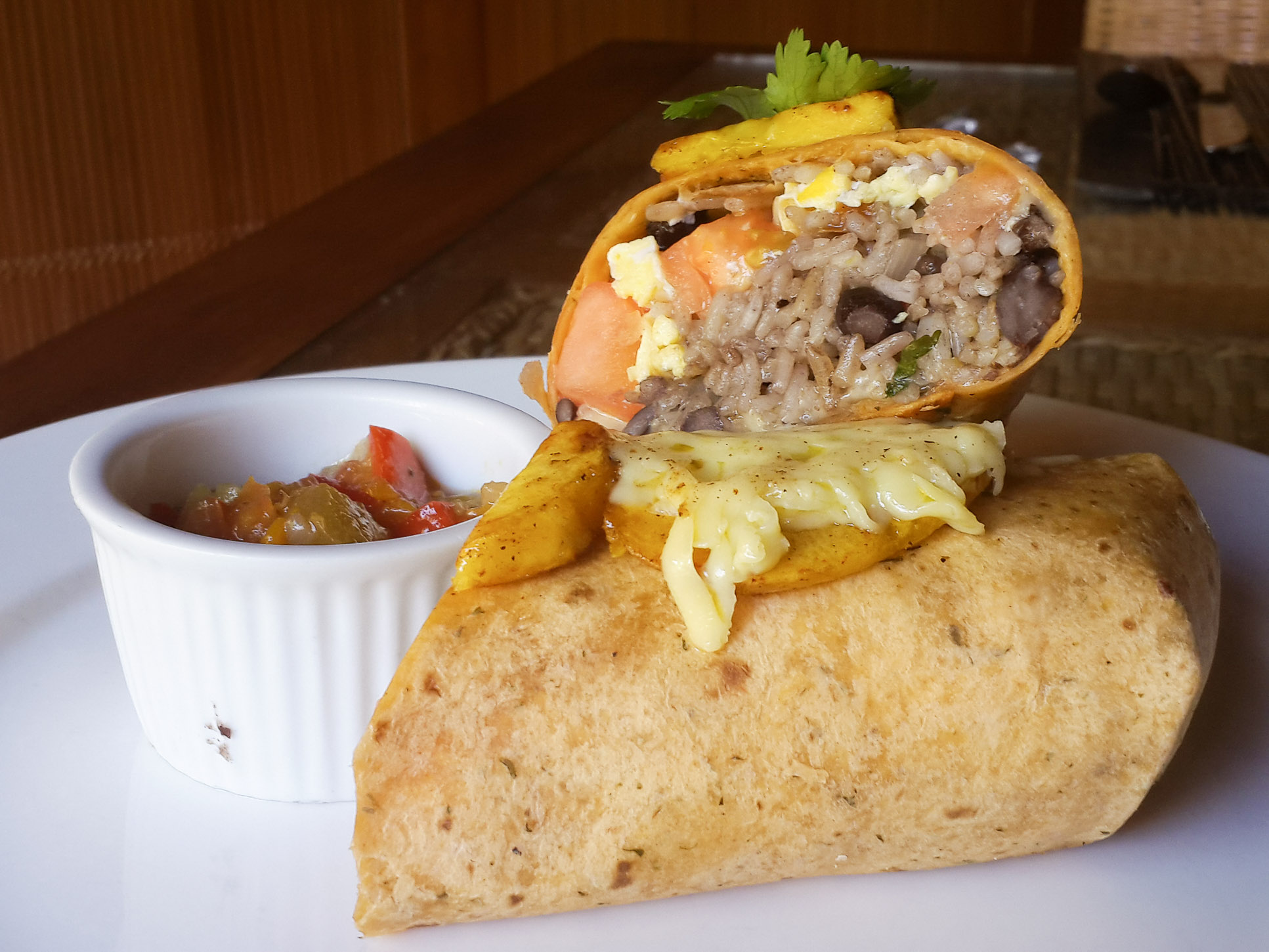 Breakfast Burrito At The Buddha Eyes Resturant