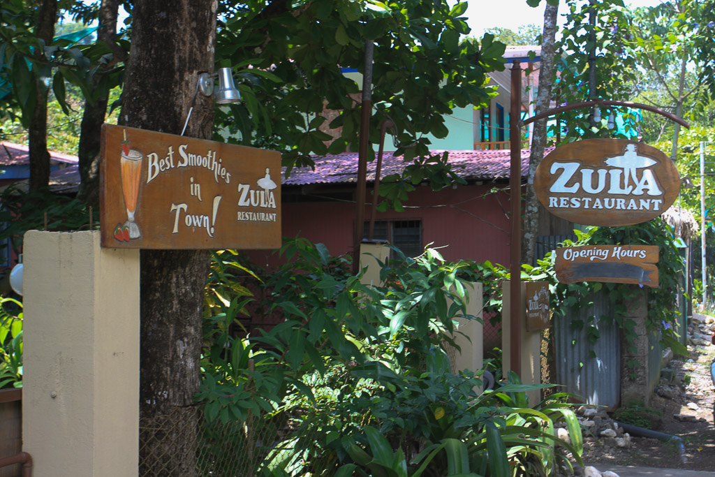 Zula Restaurant Santa Teresa Street Sign