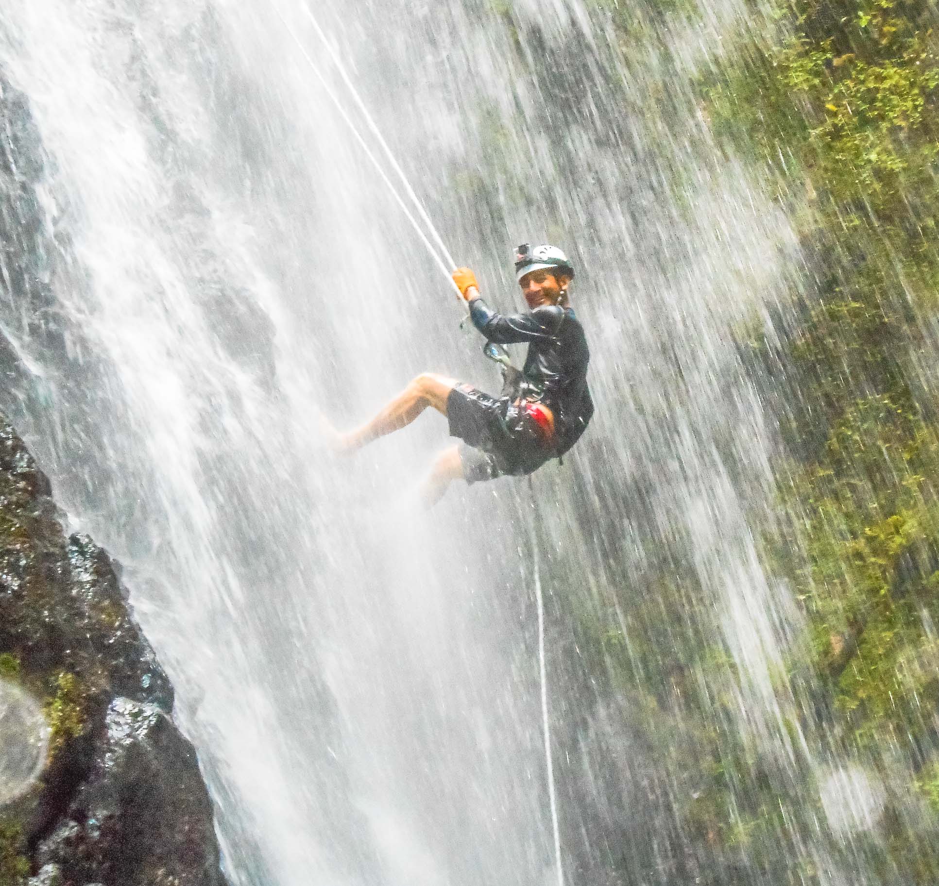 Man Smiling While Rappelling Down Horseback Rapelling Tour Rancho Tropical Matapalo