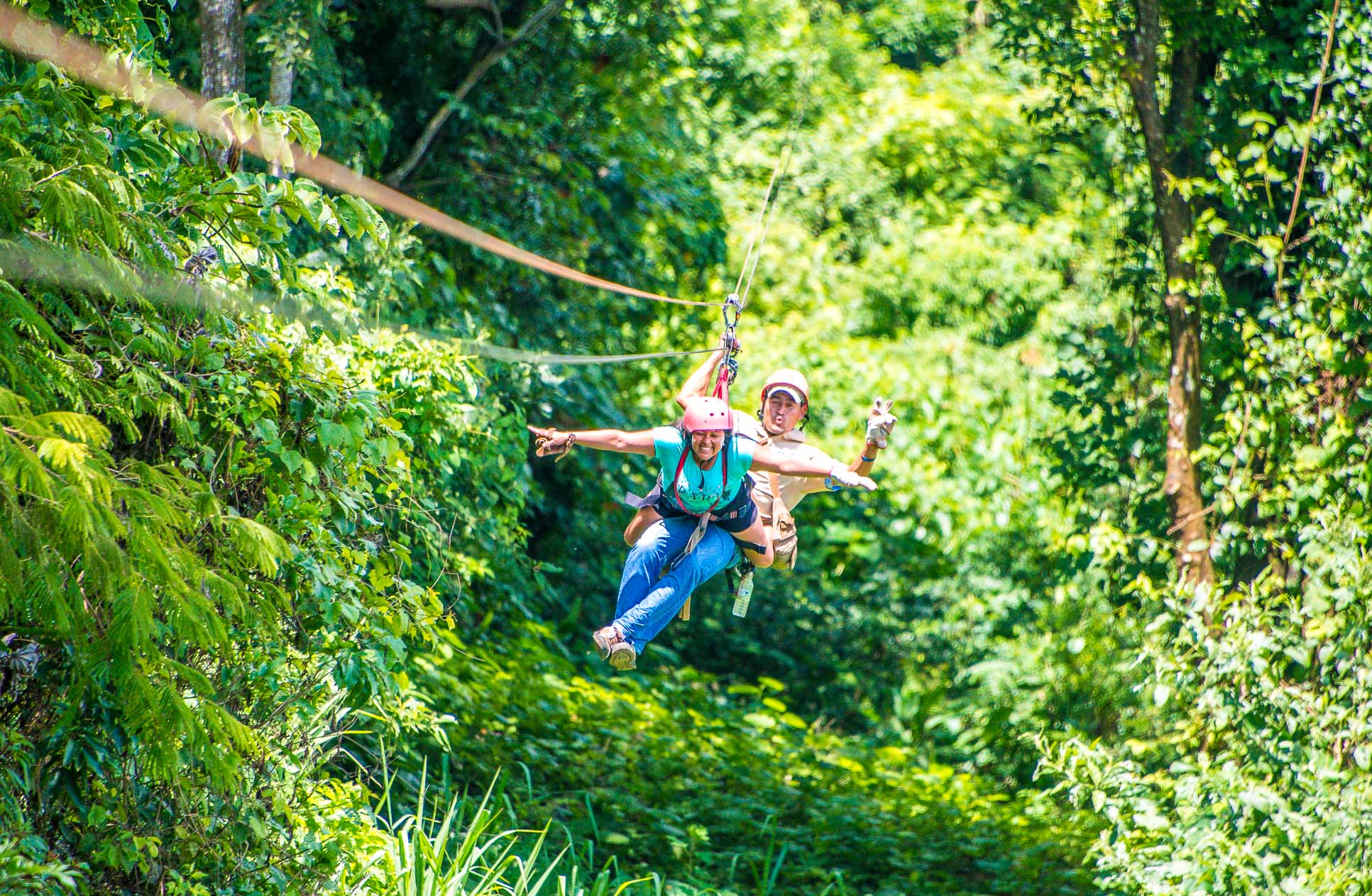 Lady Riding With A Guide Superman Style Tizati Zip Line Rincon De La Vieja
