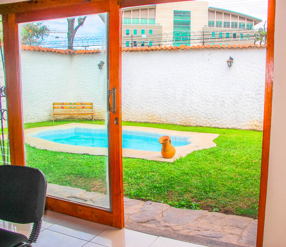 Spanish School For Residents View Of The Pool From Classroom