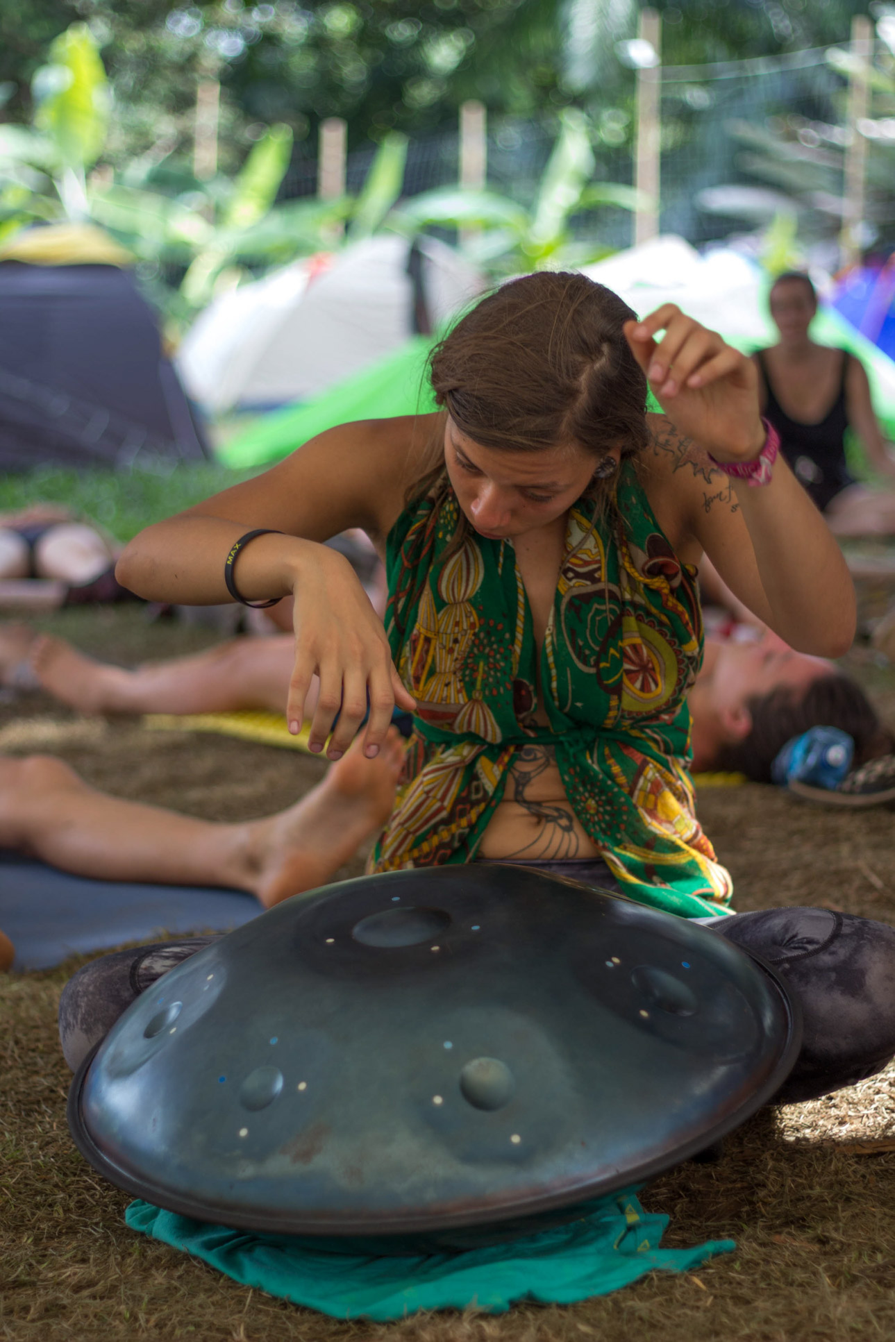 Alexis Holland Playing The Hang Drum On Yoga Sonic Class Envision Festival Costa Rica
