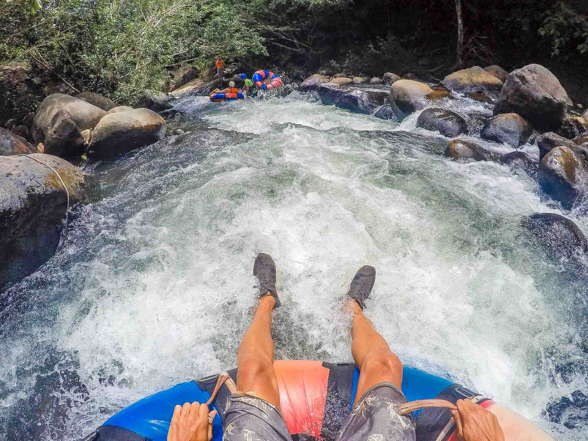 White Water And People Floating In Front Rio Negro Tubing Rincon De La Vieja