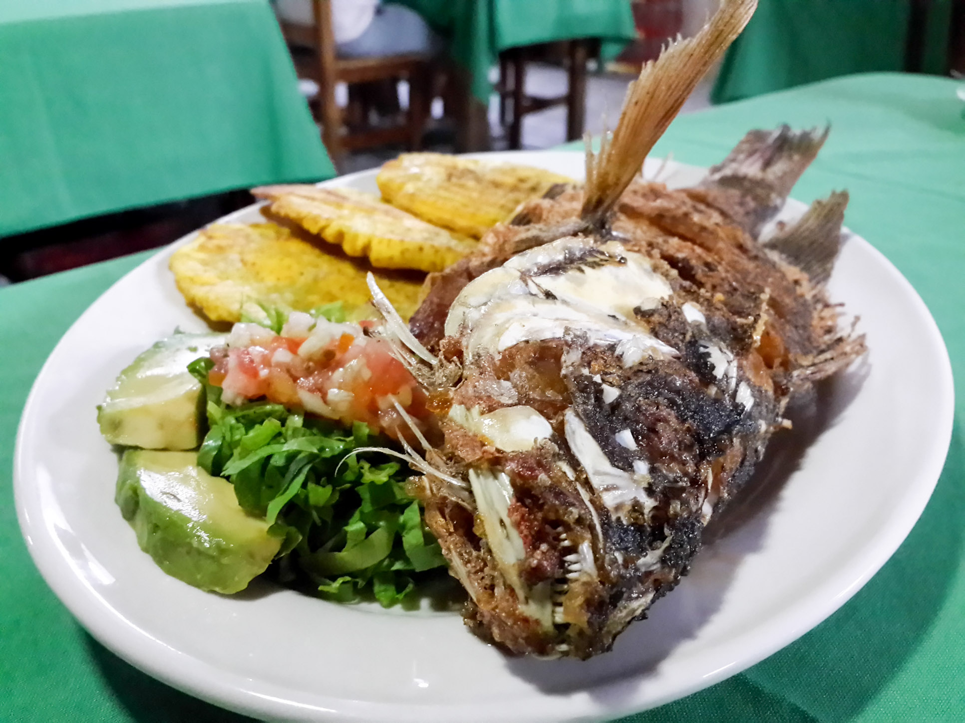 Whole Fish Front View Perla Del Sur Restaurant