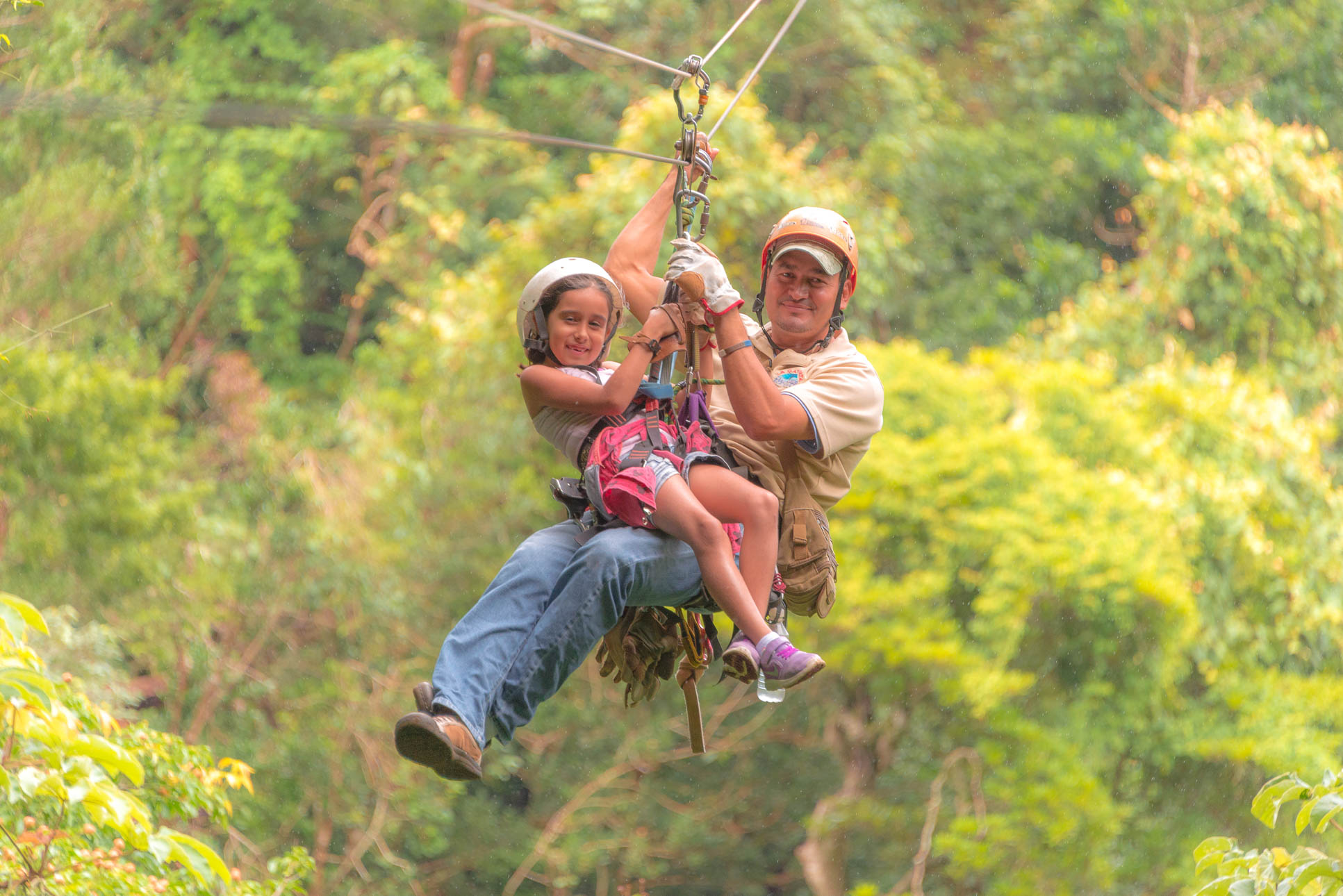 Young Girl Riding With A Guide Tizati Zip Line Rincon De La Vieja