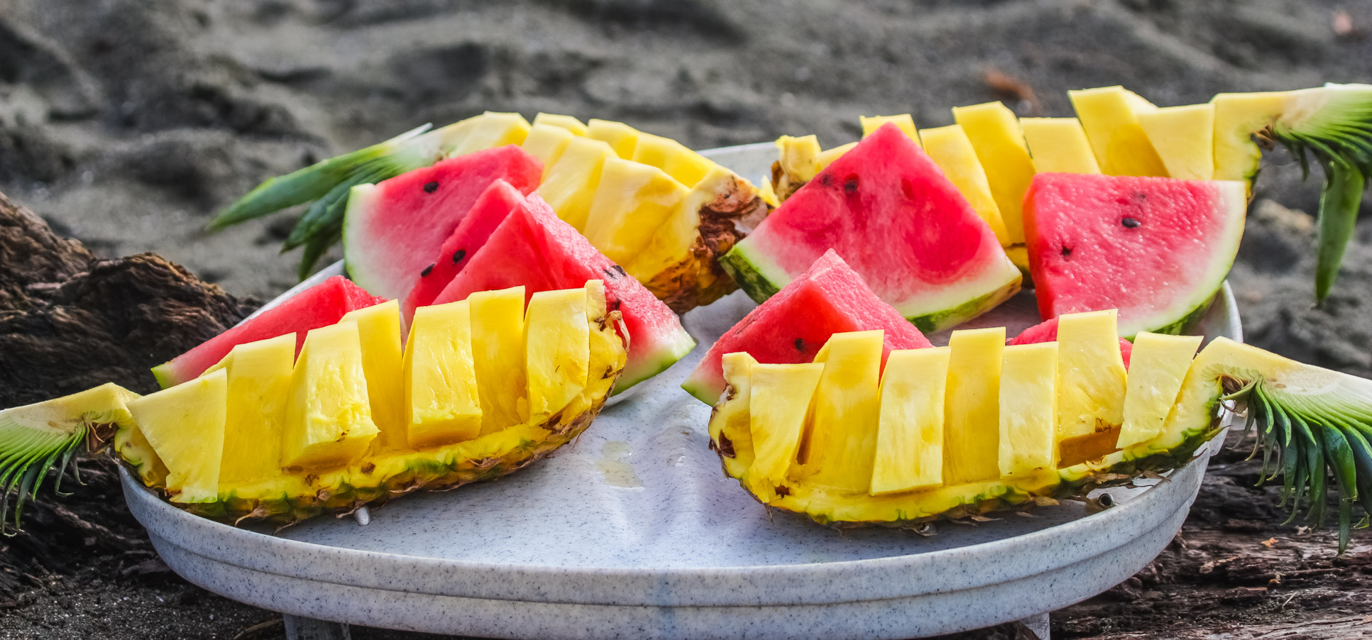 Pineapple And Watermelo Snaks Platanares Mangroves In Puerto Jimenez