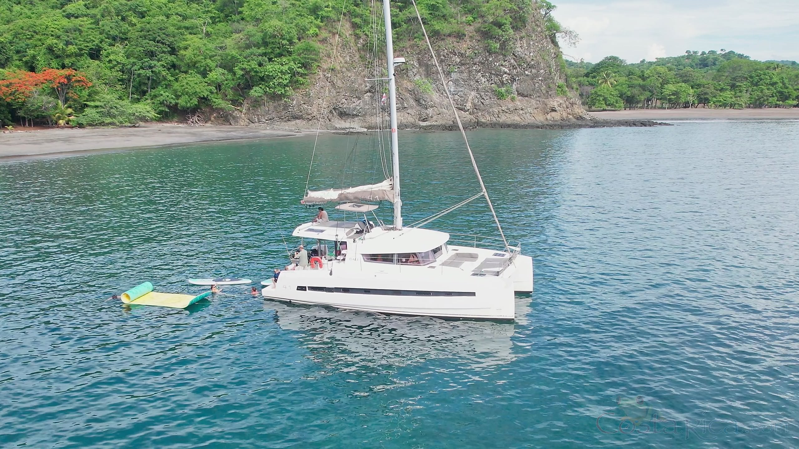 people on board aerial view 41 foot luxury charter catamaran guanacaste.jpg