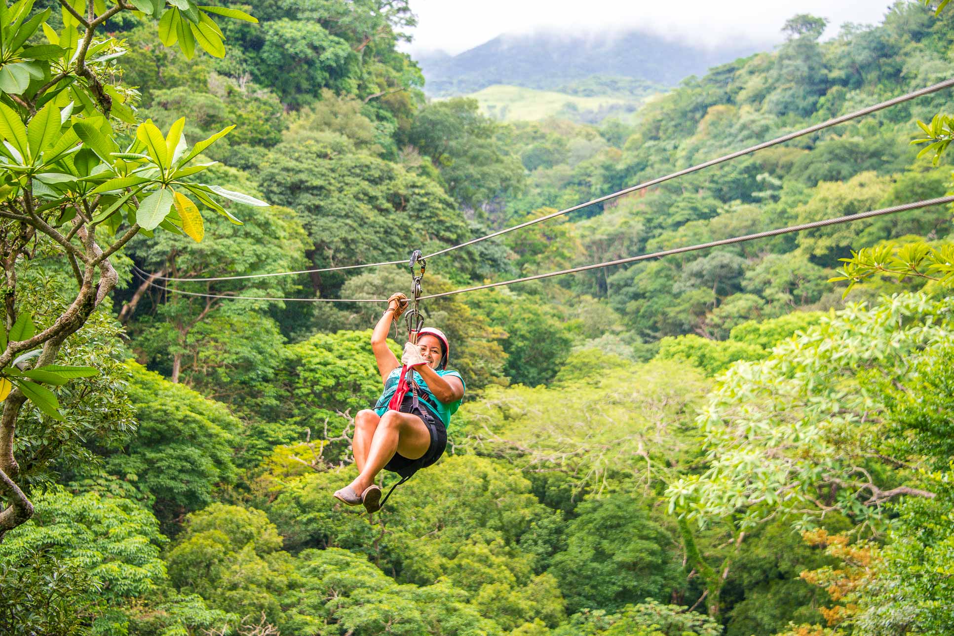 Lady On A Forested Cable Tizati Zip Line Ricon De La Vieja