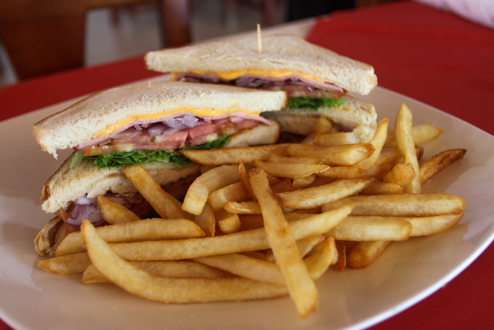 Club Sandwich At Bar Restaurant Pizzeria Playa Carmen