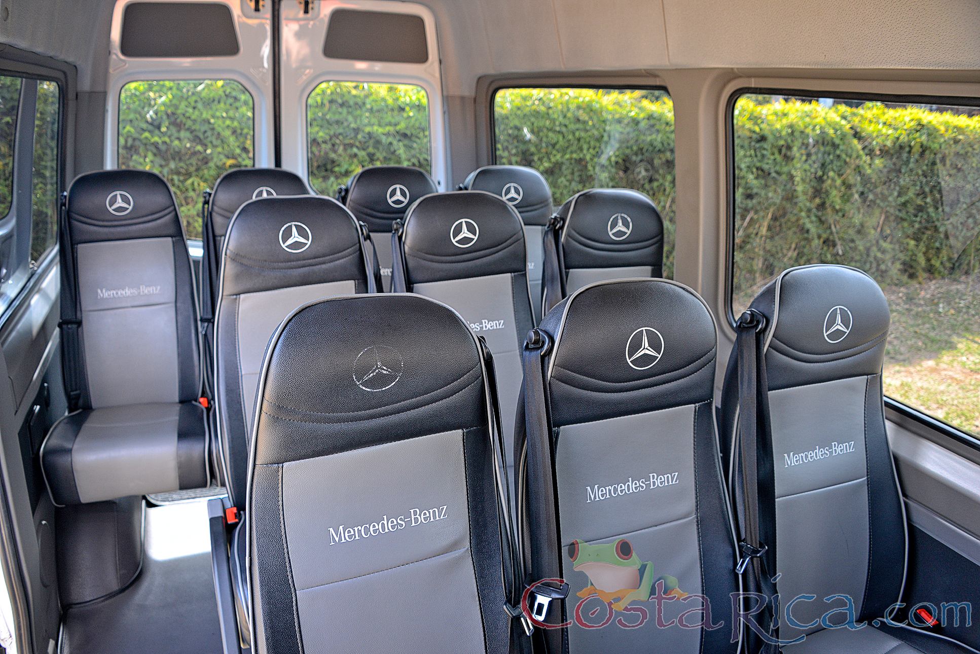 White Mercedes Benz Sprinter Van Heredia Seat Row View From Driver Seat