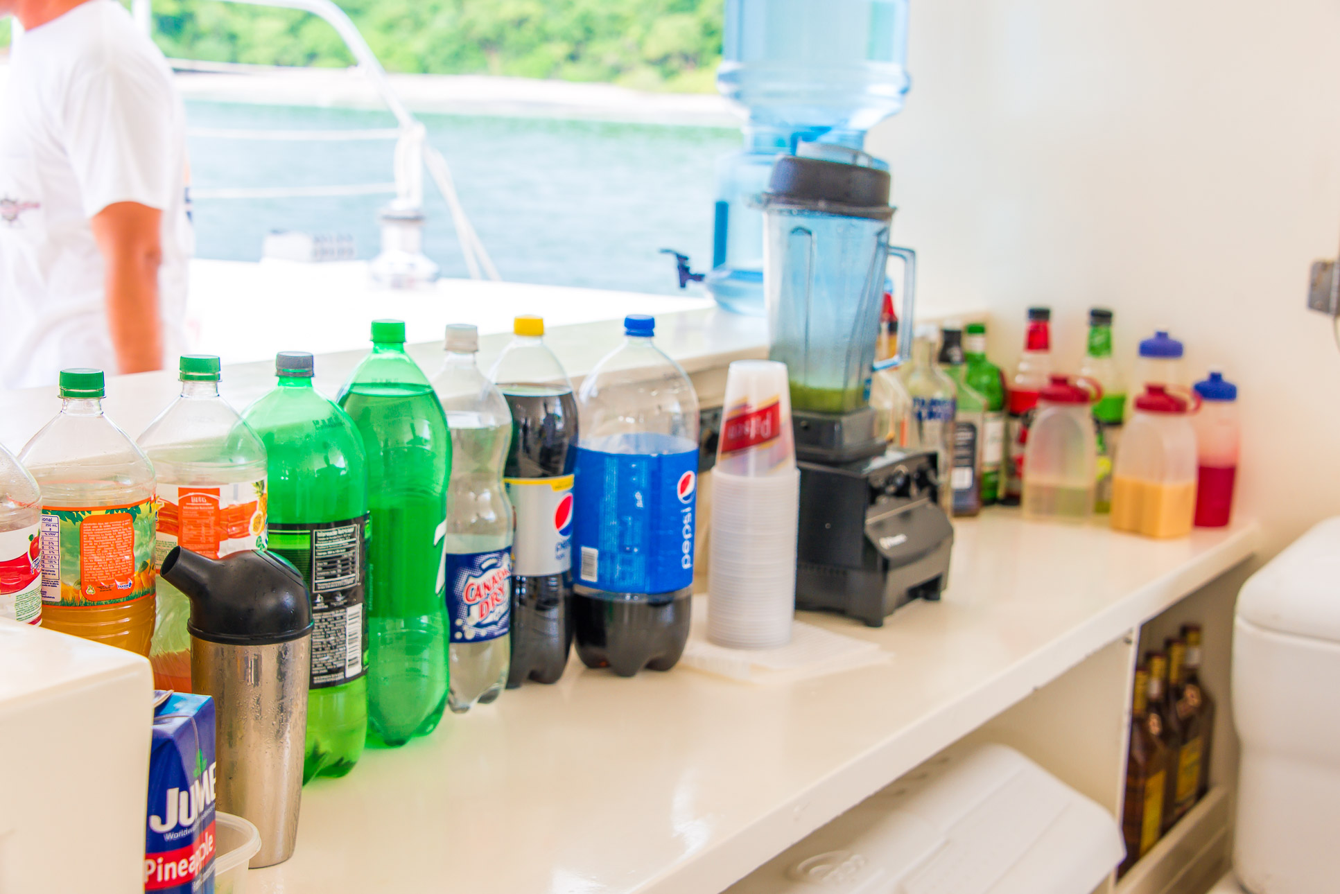 Bar With Drinks Juices And Liquor Marlin Del Ray Catamaran