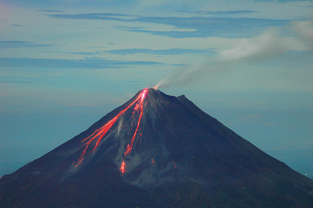 Lava Flowing from the Cone of Arenal Volcano