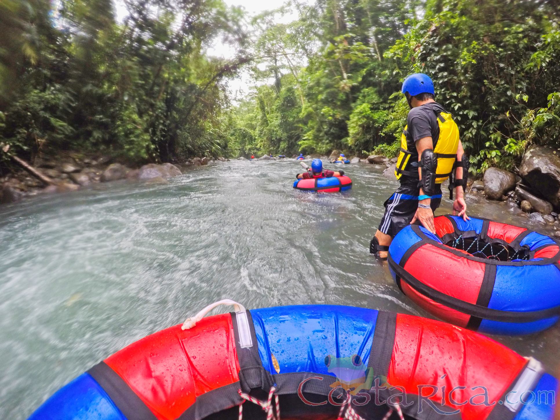 Tubing In A Section Of Calm Water Blue River Rincon De La Vieja