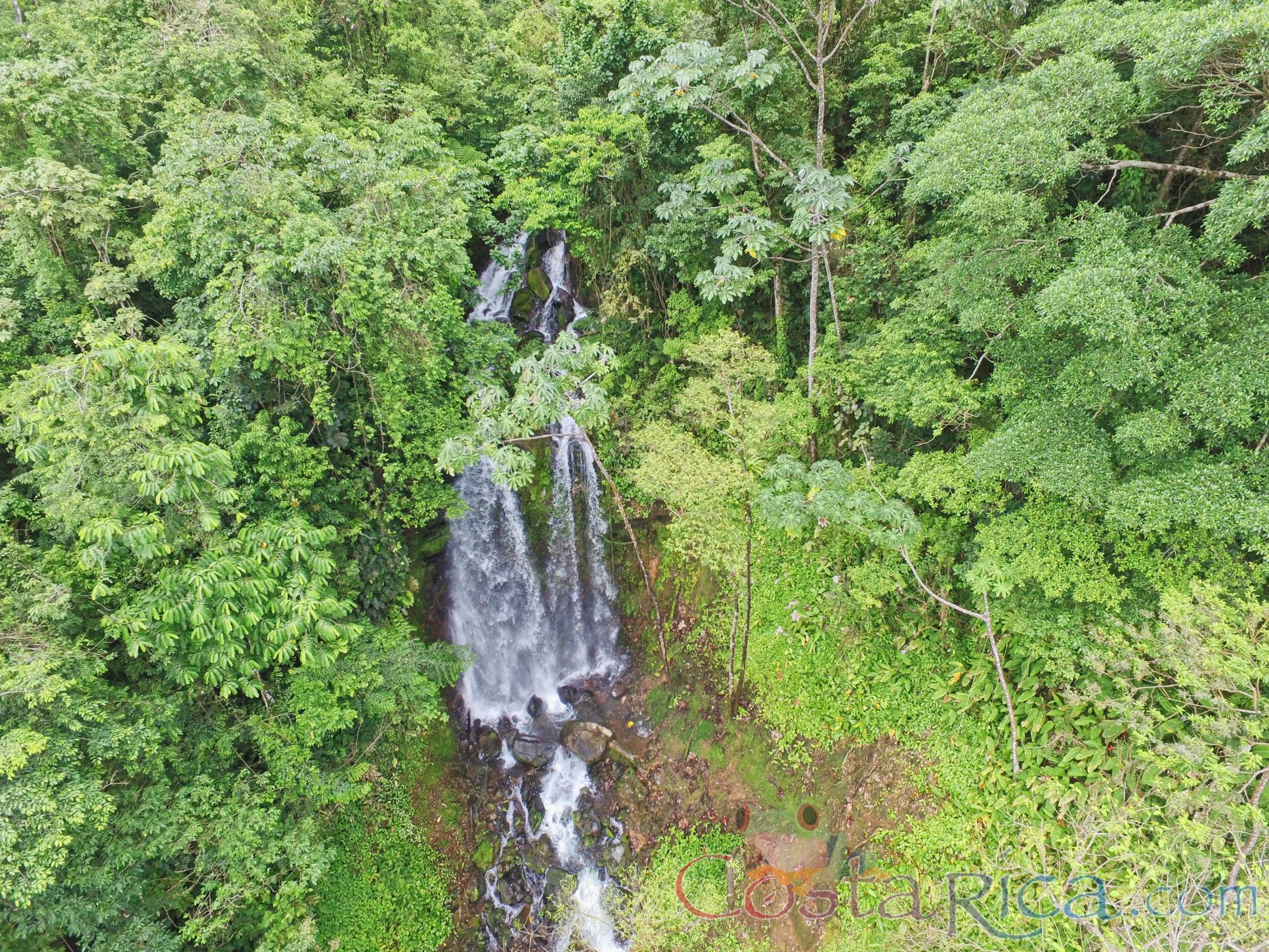Las Gemelas Waterfalls View From Blue River Zipline Cable Rincon De La Vieja