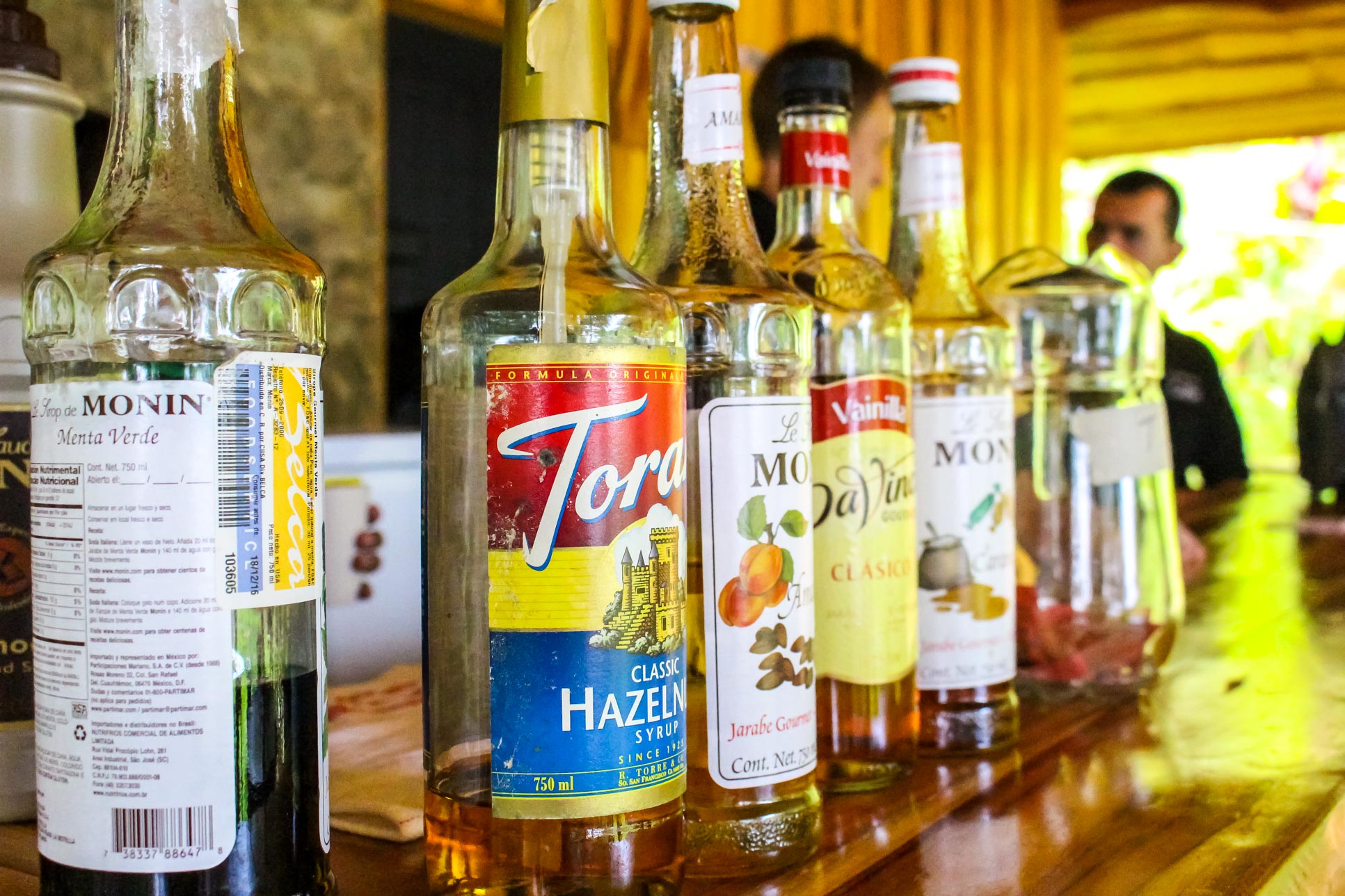 Drake Cafe Licor Syrup Bottle Display