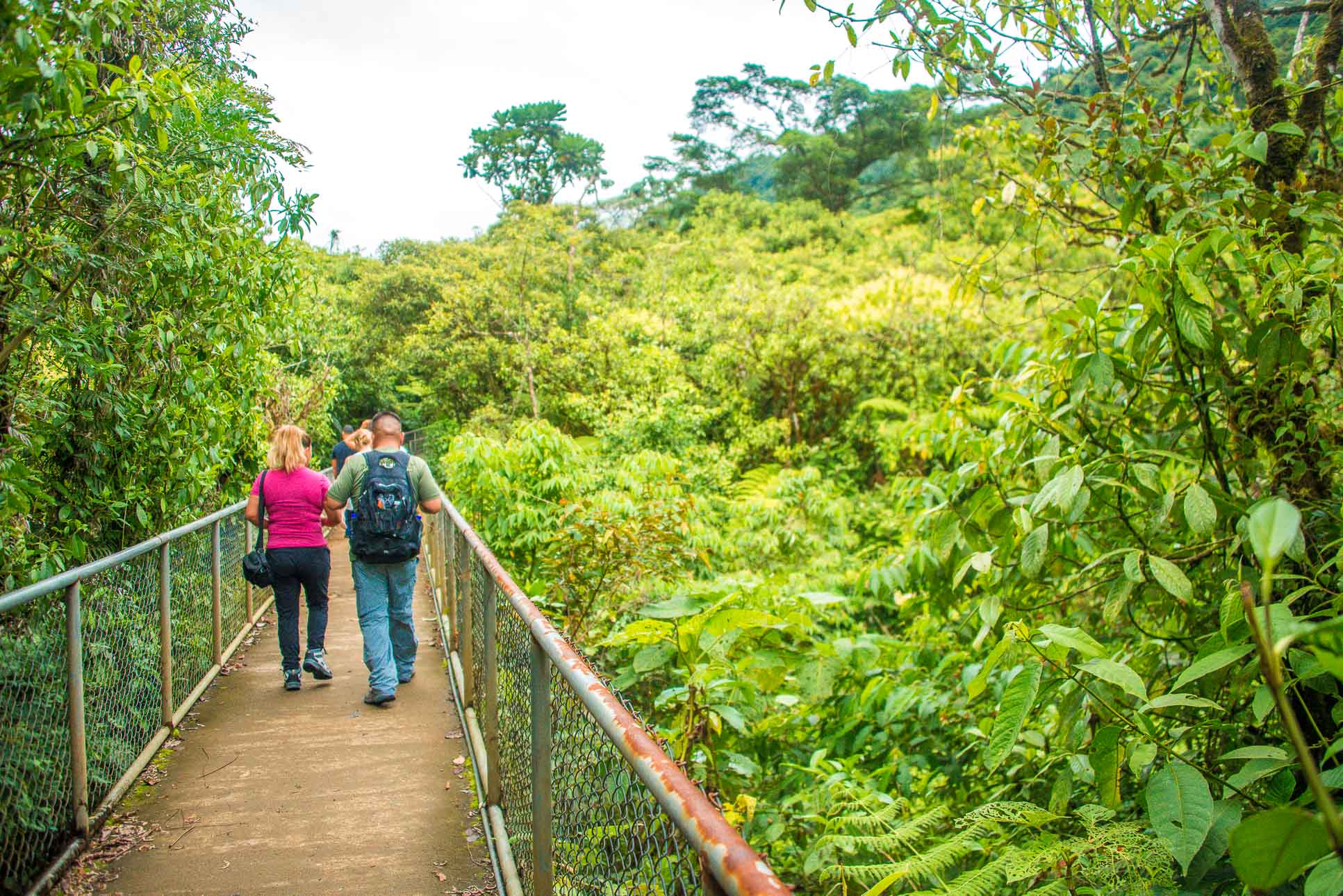People Crossing A Cement Bridge During The Celeteste River Waterfall Tour