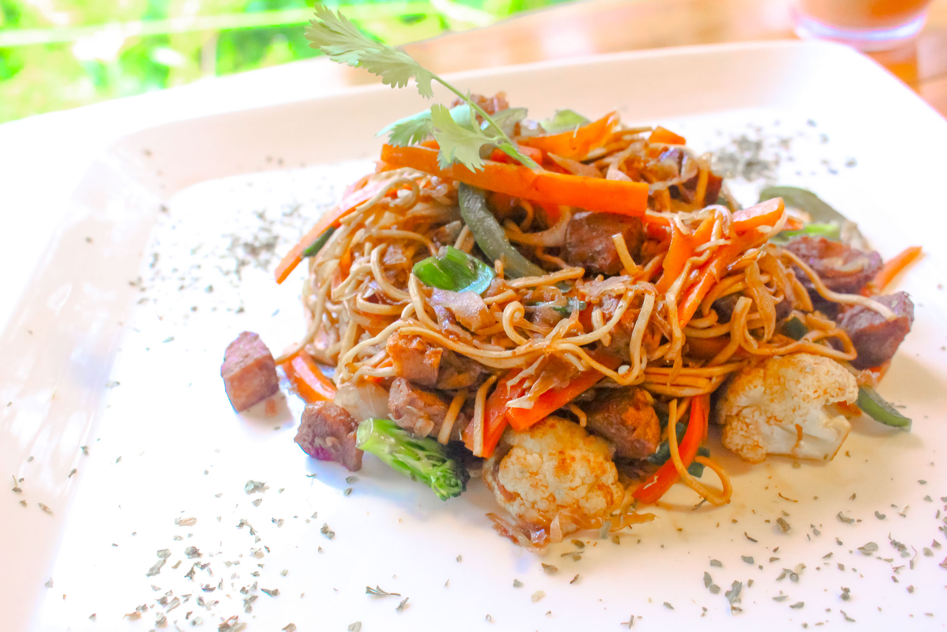 Stir Fried Rice Noodles Closeup Drake Bay Cafe