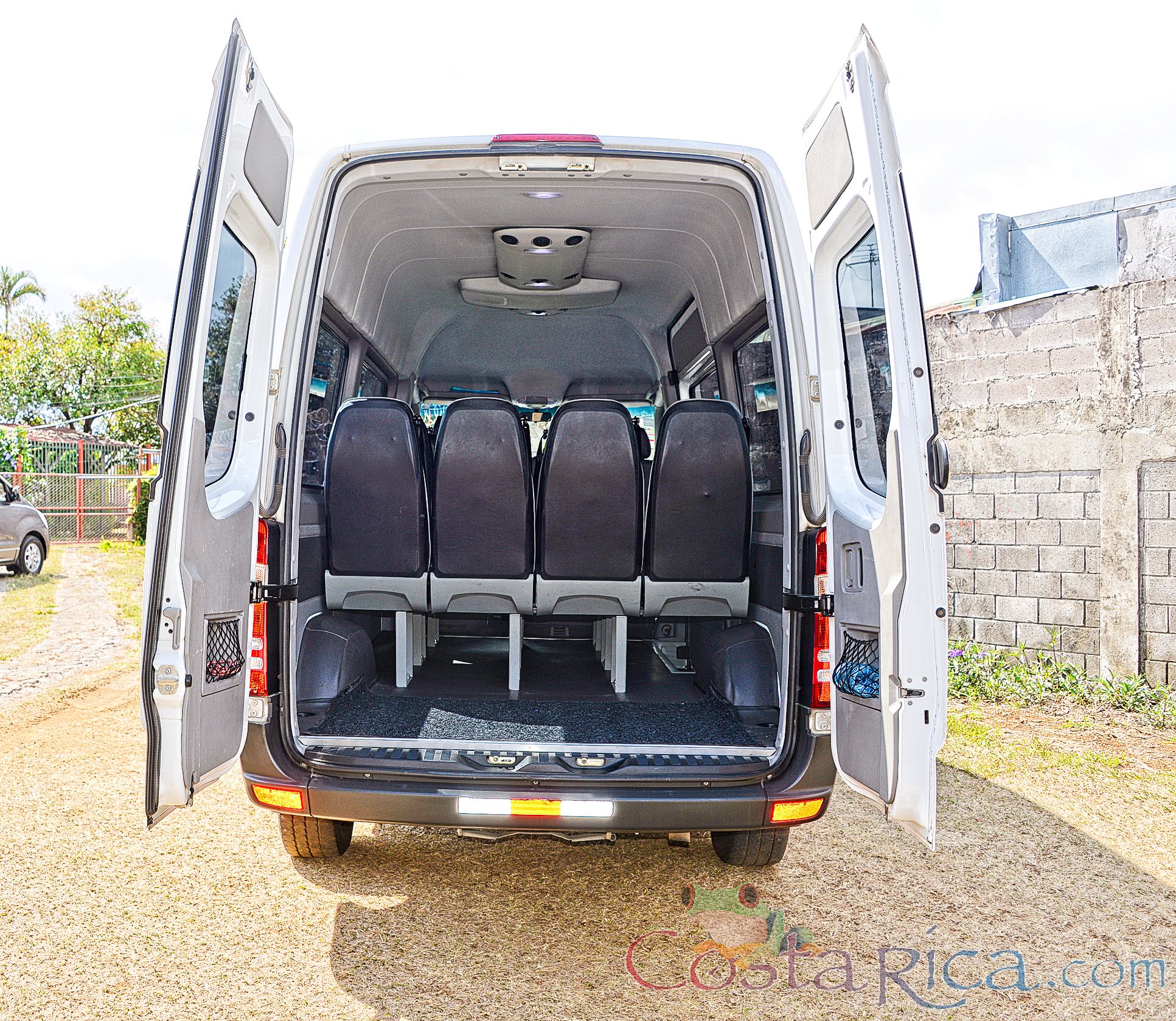 White Mercedes Benz Sprinter Van Heredia Back With Back Door Open