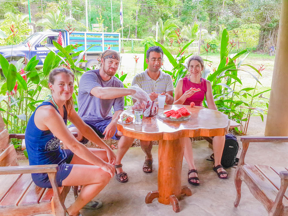 People Enjoying Fresh Fruit After Corcovado Canopy Tour