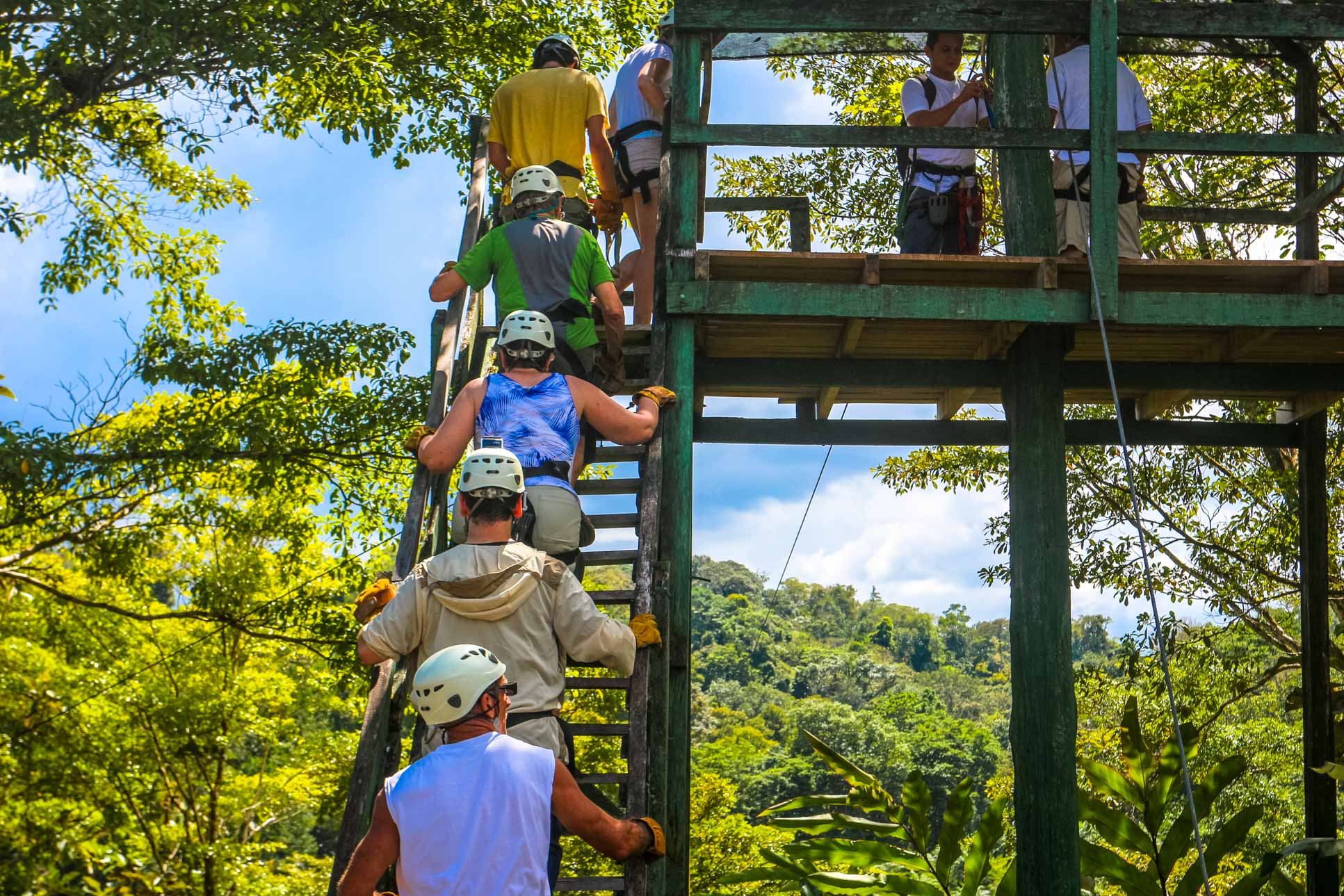 Going Up On The First Platform Osa Palmas Canopy Tour