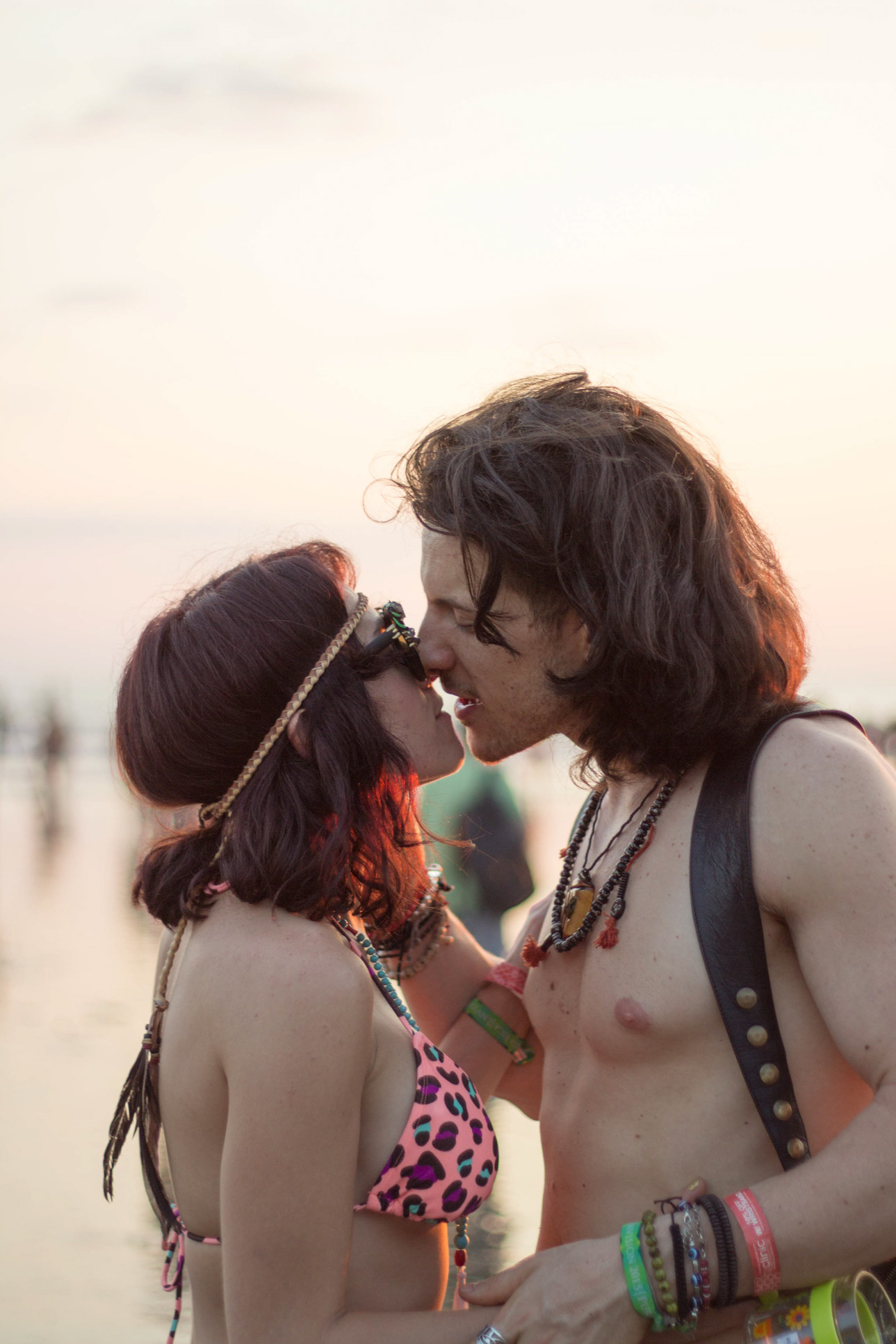 Couple Kissing In Front Of Sunset Envision Festival Costa Rica