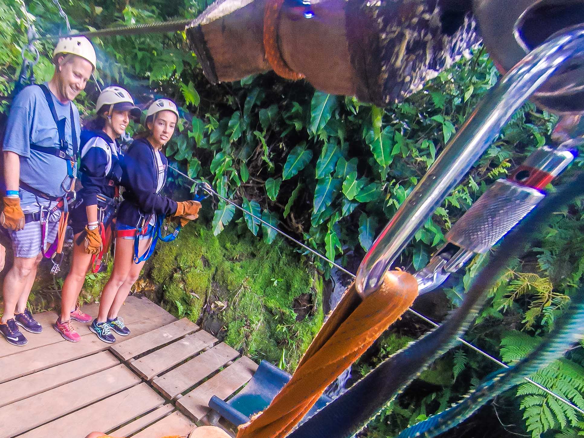 Arrival At The First Platform Inside The Canyon At The White River Canyon Zip Line Rincon De La Vieja