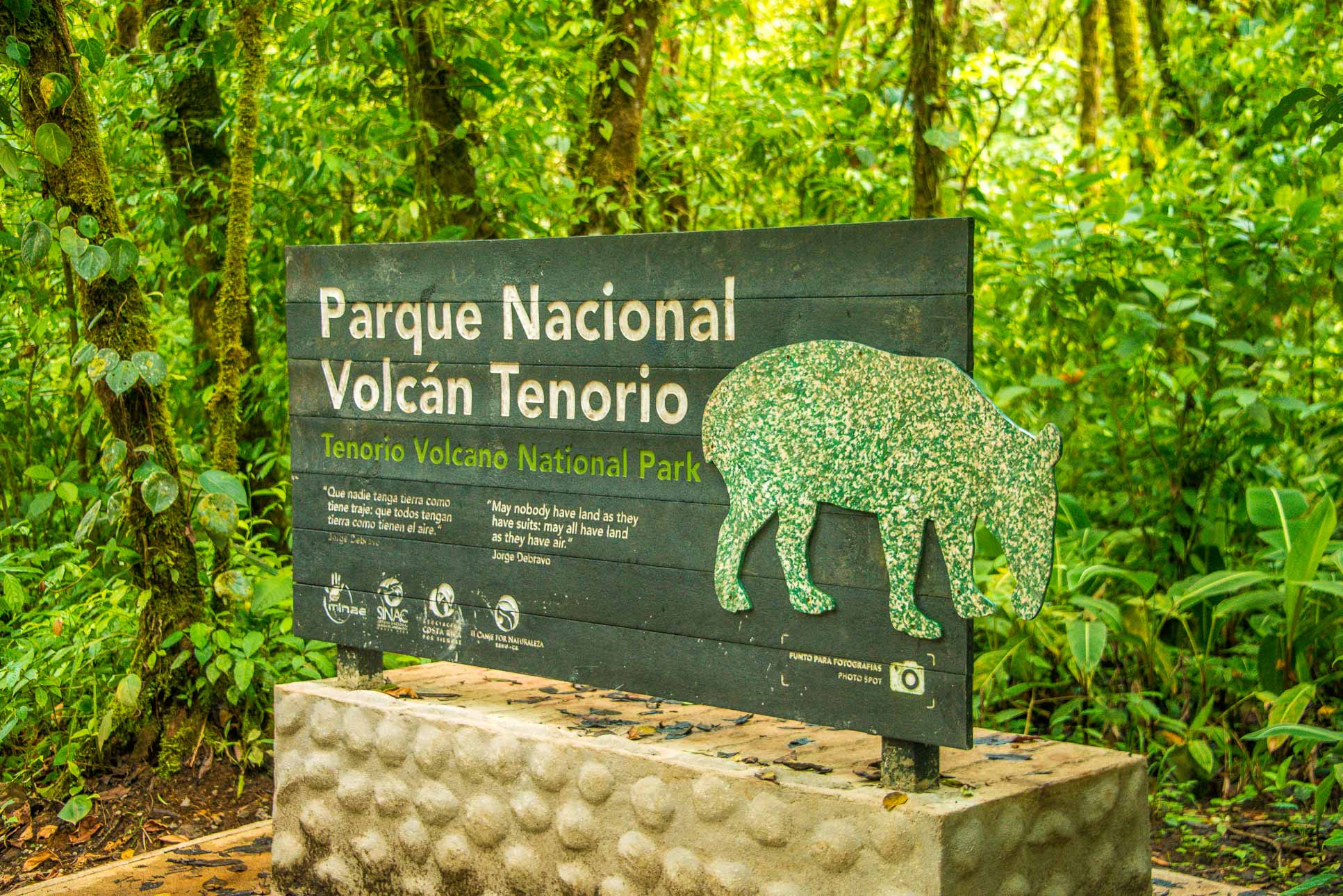 Tenorio National Park Sign Celeteste River Waterfall Tour