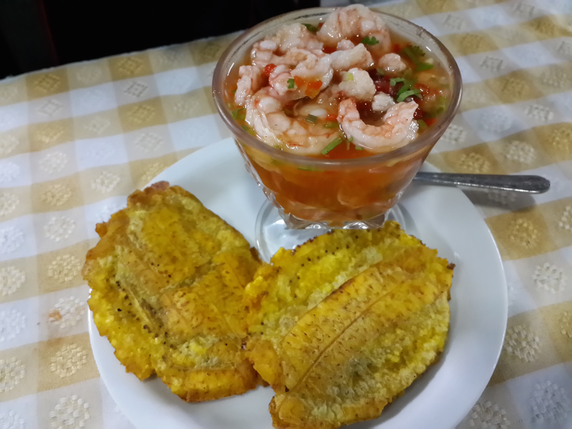 Shrimp Ceviche With Patacones At Perla De Sur Restaurant