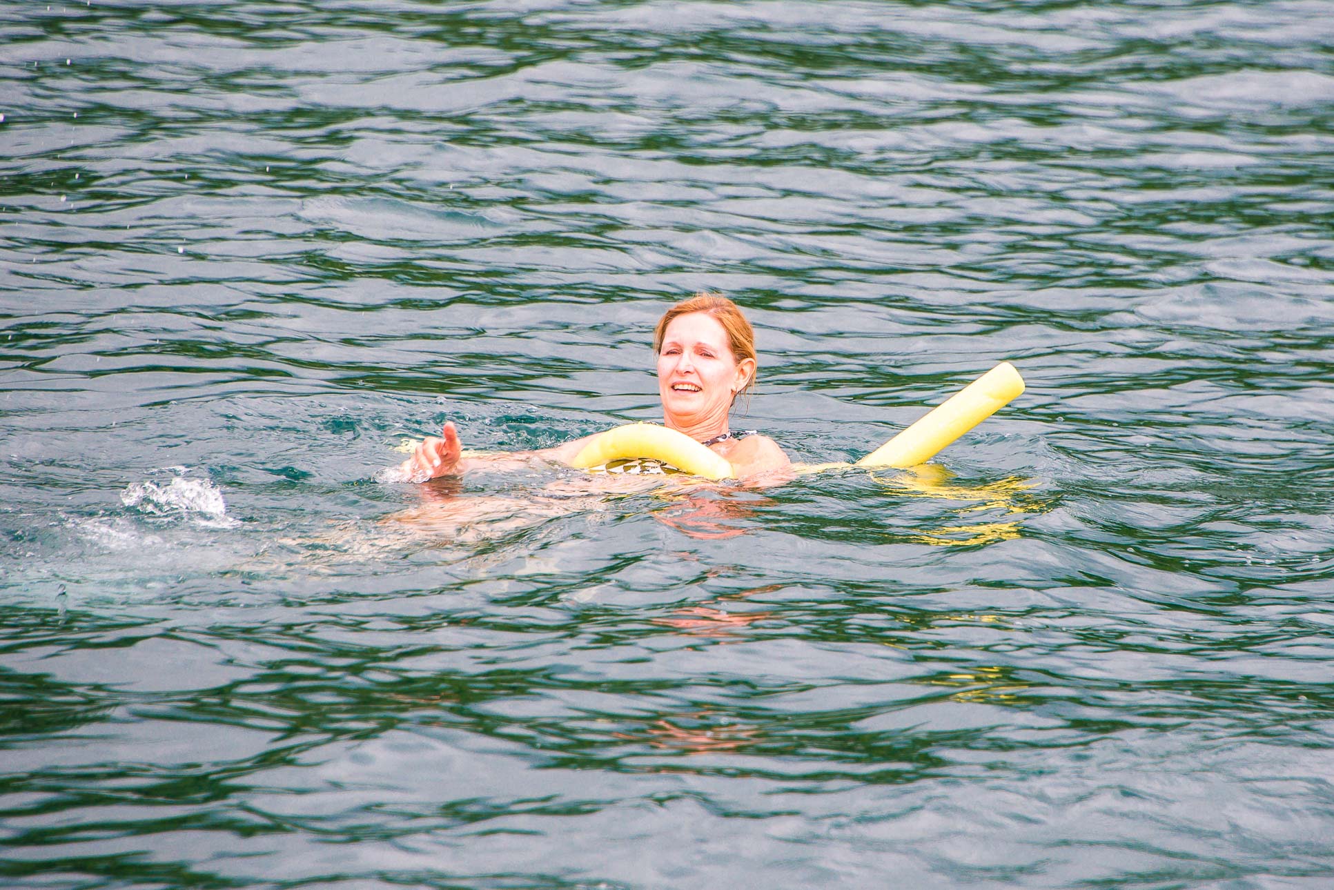 Lady Floating In Playa Huevos Marlin Del Ray Catamaran